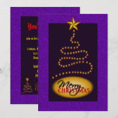 Kerst Paarse en gouden feestuitnodiging uitnodigen Kaart (Voorkant / Achterkant)