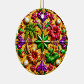 KERST Paarse Geel Rood Groen 3D Keramisch Ornament (Rechts)