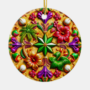 KERST Paarse Geel Rood Groen 3D Keramisch Ornament