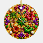 KERST Paarse Geel Rood Groen 3D Keramisch Ornament (Achterkant)