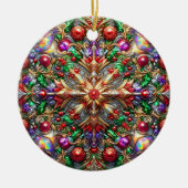 KERST Paarse Geel Rood Groen 3D Keramisch Ornament (Voorkant)