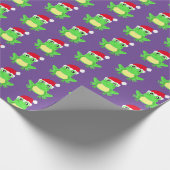 Kerst Paarse Kikker Santa Hoed Pattern Novelty Cadeaupapier (Hoek)