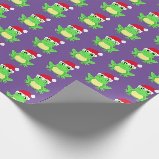 Kerst Paarse Kikker Santa Hoed Pattern Novelty Cadeaupapier (Hoek)