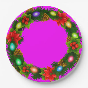 Kerst Paarse Papier Party Borden 9" Papieren Bordje
