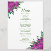 Kerst paarse Poinsettia Bloemen Trouwmenu Menu (Voorkant)