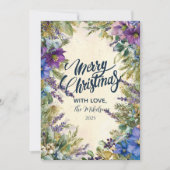 Kerst Paarse Poinsettia Elegance Feestdagenkaart (Voorkant)