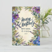 Kerst Paarse Poinsettia Elegance Feestdagenkaart (Staand voorkant)