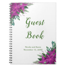 Kerst Paarse Poinsettia Huwelijk gastenboek