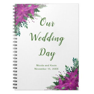 Kerst Paarse Poinsettia Wedding Planner Notitieboek