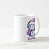 Kerst Paarse Sneeuwman Custom Name Koffiemok (Voorkant rechts)
