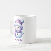 Kerst Paarse Sneeuwman Custom Name Koffiemok (Voorkant links)