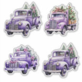 Kerst Paarse  Trucks Sticker (Voorkant)