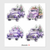 Kerst Paarse  Trucks Sticker (Vel)