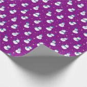Kerst Paarse Wrapping Papier met Sneeuwmannen (Hoek)