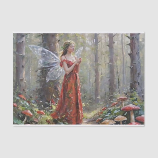 Kerst Paddenstoel Fee Decoupage Tissuepapier (Voorkant)
