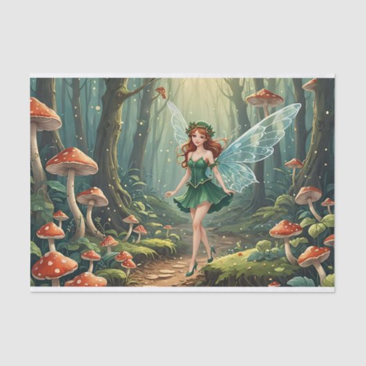 Kerst Paddenstoel Fee Decoupage Tissuepapier (Voorkant)