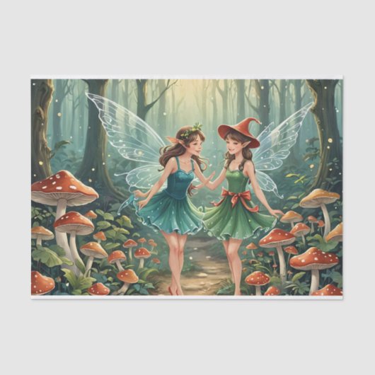 Kerst Paddenstoel Fee Decoupage Tissuepapier (Voorkant)