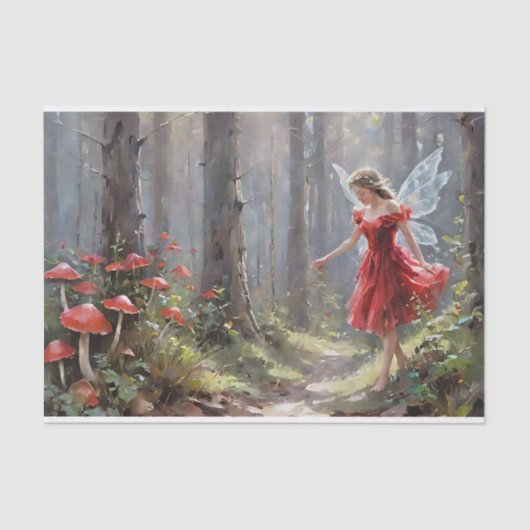 Kerst Paddenstoel Fee Decoupage Tissuepapier (Voorkant)