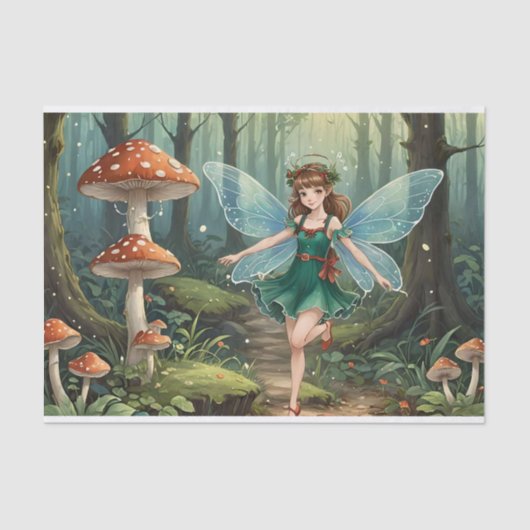 Kerst Paddenstoel Fee Decoupage Tissuepapier (Voorkant)