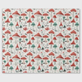 Kerst Paddestoel en Gnome Cadeaupapier (Vlak)