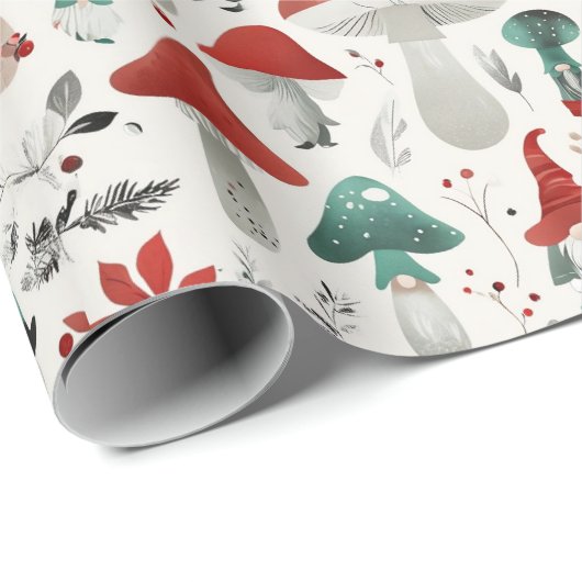 Kerst Paddestoel en Gnome Cadeaupapier (Rol Hoek)