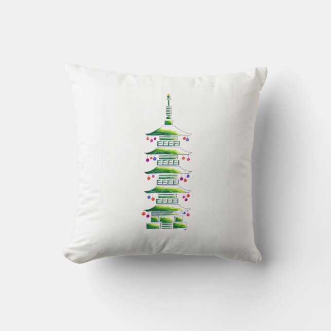 Kerst Pagode Accent Kussen (Voorkant)