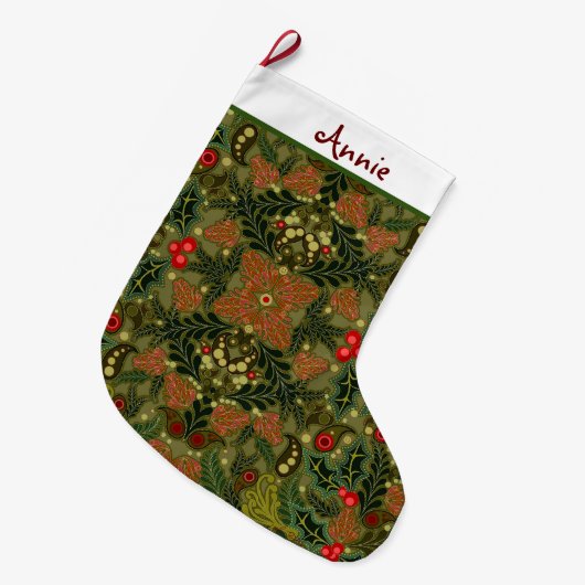 Kerst Paisley gepersonaliseerde kous Grote Kerstsok (Voorkant (Hangend))