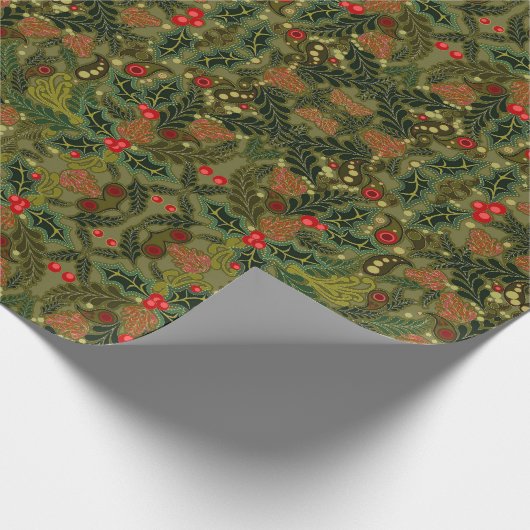 Kerst Paisley Gift Wrap Cadeaupapier (Hoek)