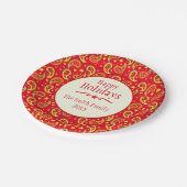 Kerst paisley rode naam vakantie papier bord (Gekanteld)
