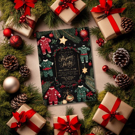 Kerst Pajama Party Kinder Pajama Party Kaart