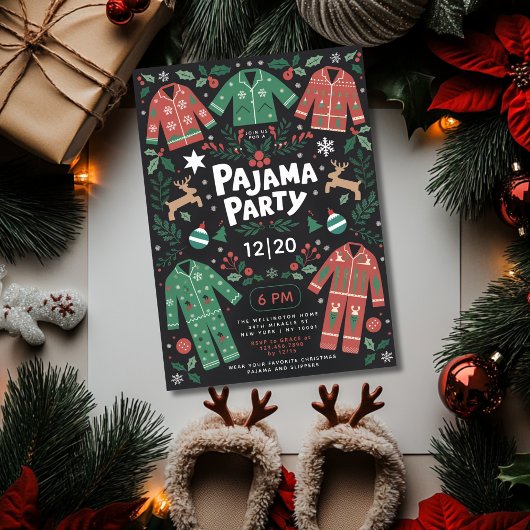 Kerst Pajama Party Schattigee Leuke Kinder Partij Kaart