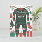 Kerst Pajama Party Vakantie Kinder Partij Kaart (Staand voorkant)