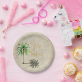 Kerst Palm Elegant Goud Vrolijk Papieren Bordje (Feest)