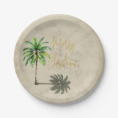 Kerst Palm Elegant Goud Vrolijk Papieren Bordje (Voorkant)