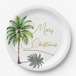 Kerst Palm Elegant Goud Vrolijk Papieren Bordje