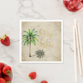 Kerst Palm Elegant Goud Vrolijk Servet (Insitu)