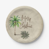 Kerst Palm Elegant Merry Papieren Bordje (Voorkant)