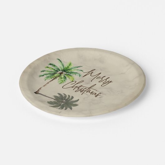Kerst Palm Elegant Merry Papieren Bordje (Gekanteld)