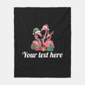 Kerst Palm Flamingo Persoonlijke Kerstlichten  Fleece Deken (Voorkant)