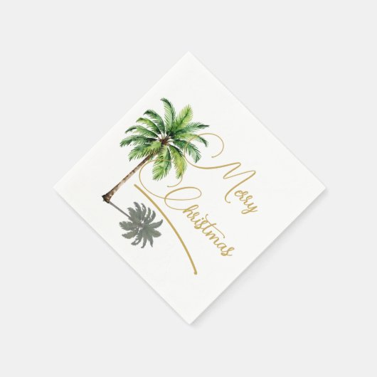 Kerst Palm Goud Elegant Vrolijk Servet (Hoek)