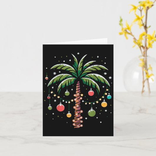 Kerst Palm Kokosnoot Tree Xmas Trocal Vrouwen Mann Kaart (Gele Bloem)