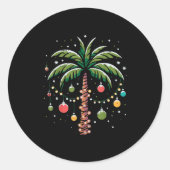 Kerst Palm Kokosnoot Tree Xmas Trocal Vrouwen Mann Ronde Sticker (Voorkant)