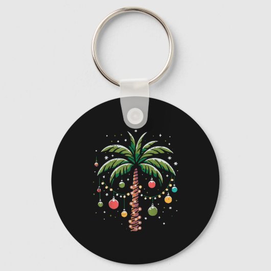 Kerst Palm Kokosnoot Tree Xmas Trocal Vrouwen Mann Sleutelhanger (Voorkant)
