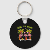 Kerst Palm Tree Flamingo Zomerstrand Vakantie Sleutelhanger (Voorkant)
