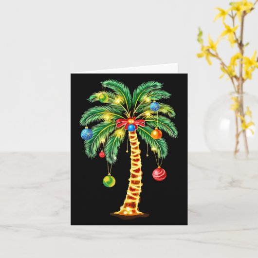 Kerst Palm Tree Hawaiian Kerstmis Kaart (Gele Bloem)