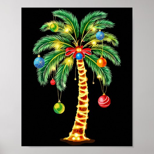 Kerst Palm Tree Hawaiian Kerstmis Poster (Voorkant)