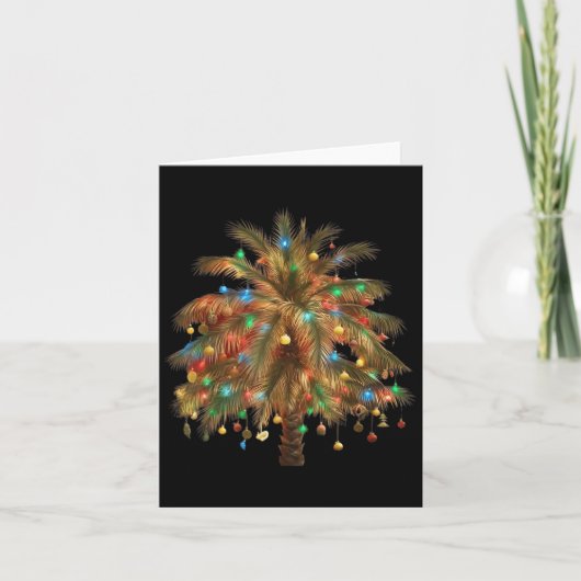 Kerst Palm Tree Light Hawaiian Trocal Kerstmis Kaart (Voorkant)