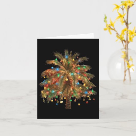 Kerst Palm Tree Light Hawaiian Trocal Kerstmis Kaart (Gele Bloem)
