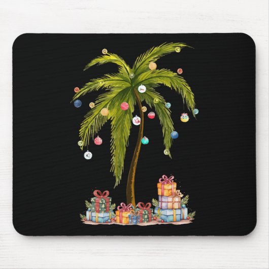 Kerst Palm Tree Light Hawaiian Tropical Funny Muismat (Voorkant)