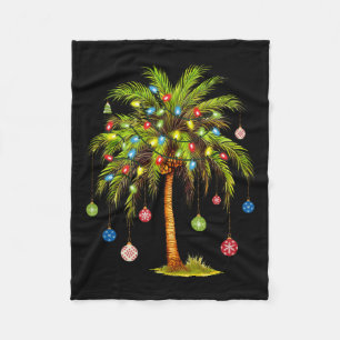Kerst Palm Tree Light Hawaiian Tropical Xmas 1 Fleece Deken